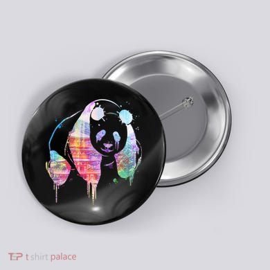 Watercolor Panda Bear Double Exposure Button