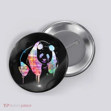 Watercolor Panda Bear Double Exposure Button