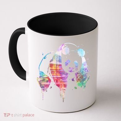 Watercolor Panda Bear Double Exposure Coffee Mug