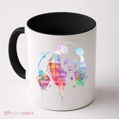 Watercolor Panda Bear Double Exposure Coffee Mug