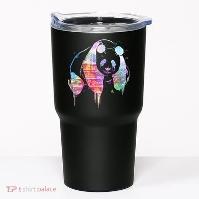 Watercolor Panda Bear Double Exposure Tumbler