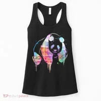 Watercolor Panda Bear Double Exposure Women's Tank Top thumb 0