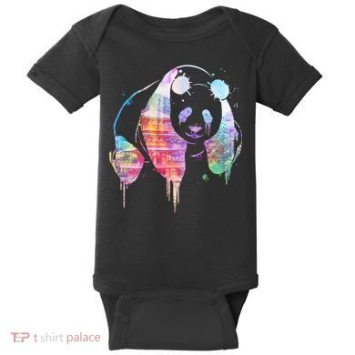 Watercolor Panda Bear Double Exposure Baby Bodysuit