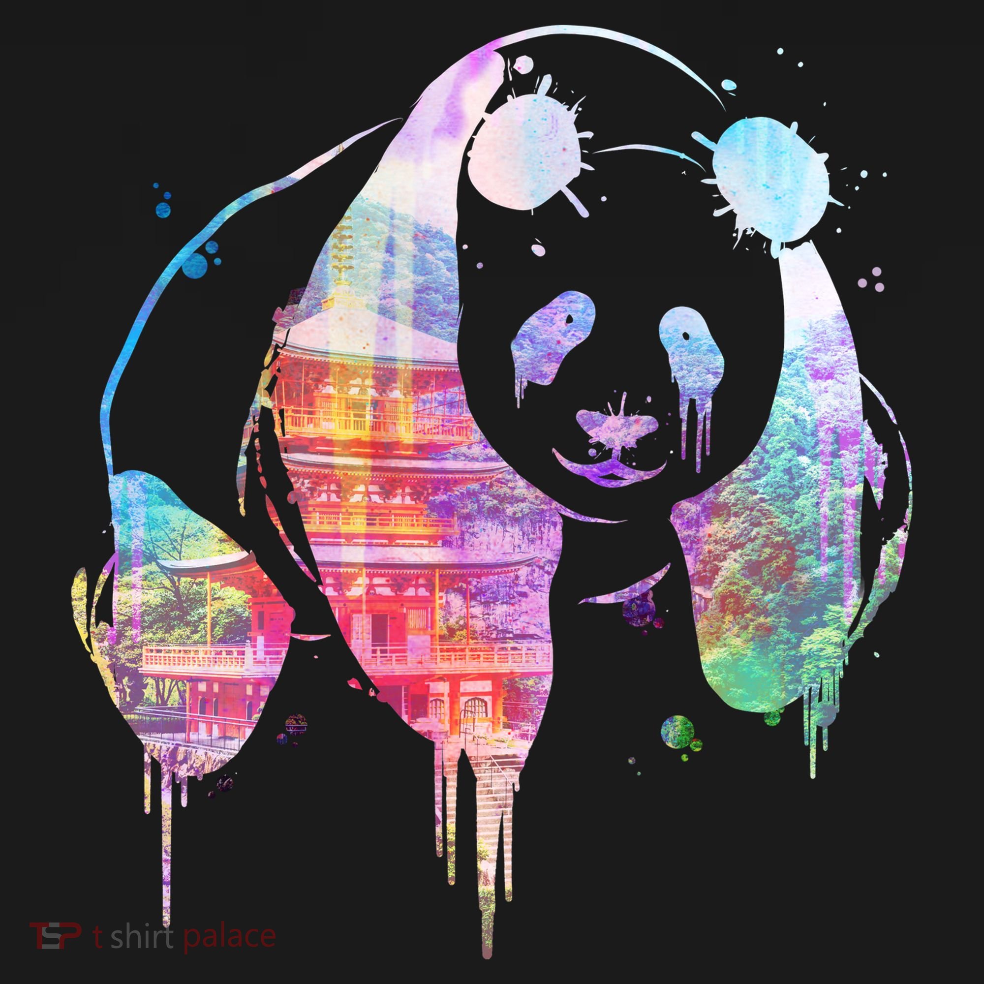 Watercolor Panda Bear Double Exposure Tank Top