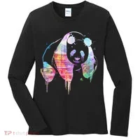 Watercolor Panda Bear Double Exposure Women's Long Sleeve Shirt thumb 0