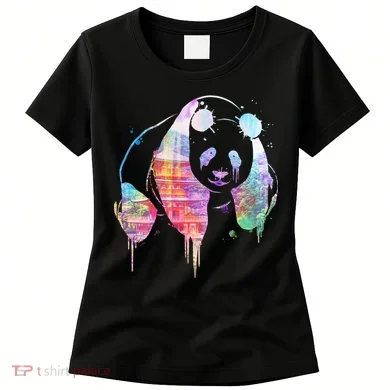 Watercolor Panda Bear Double Exposure Women's T-Shirt