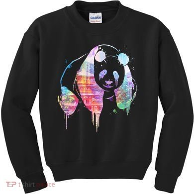 Watercolor Panda Bear Double Exposure Kids Sweatshirt
