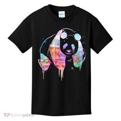 Watercolor Panda Bear Double Exposure Kids T-Shirt