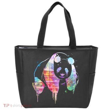 Watercolor Panda Bear Double Exposure Tote Bag
