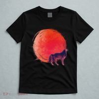 Watercolor Red Moon and Howling Wolf T-Shirt thumb 5