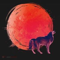 Watercolor Red Moon and Howling Wolf T-Shirt thumb 7