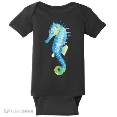 Watercolor Seahorse Baby Bodysuit