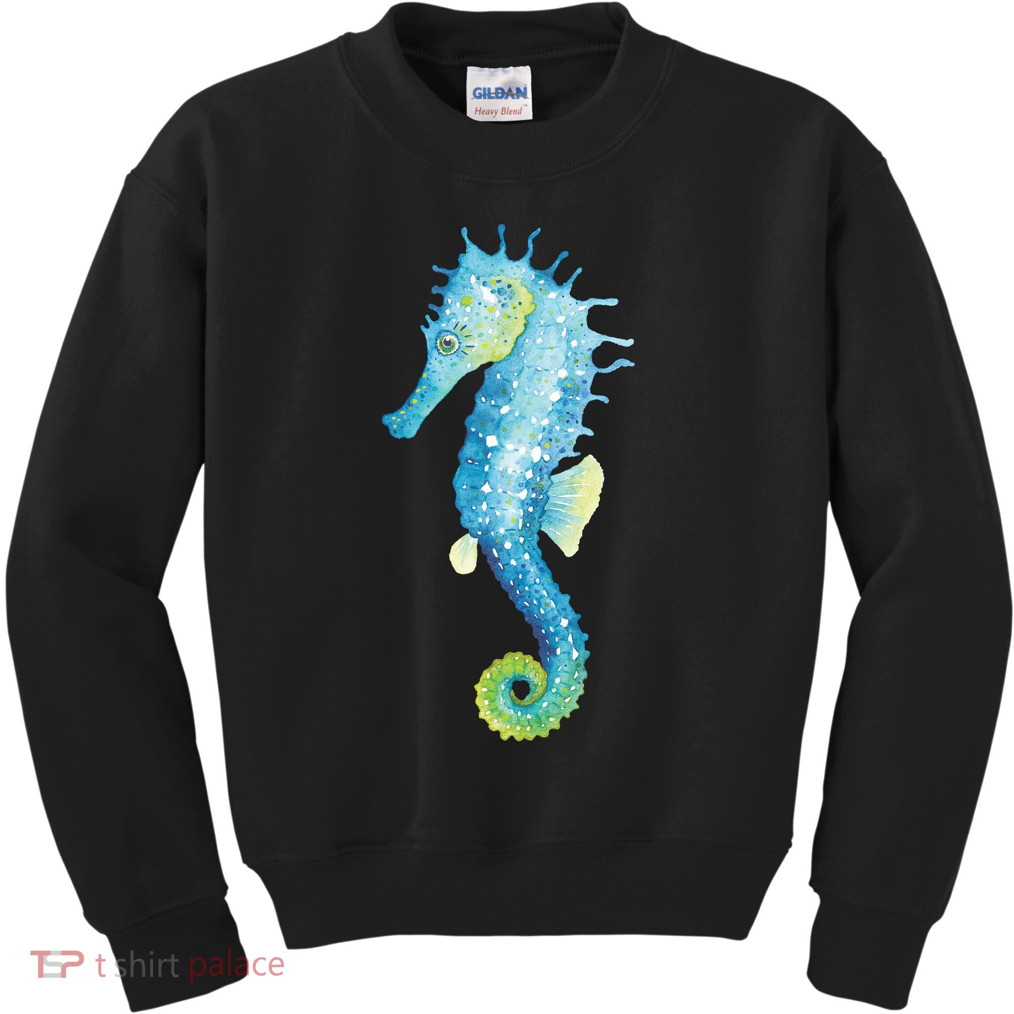 Watercolor Seahorse Kids Sweatshirt