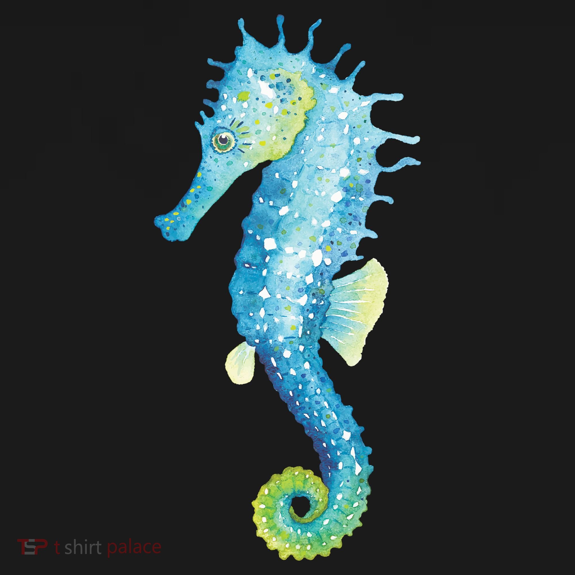 Watercolor Seahorse Kids Long Sleeve Shirt
