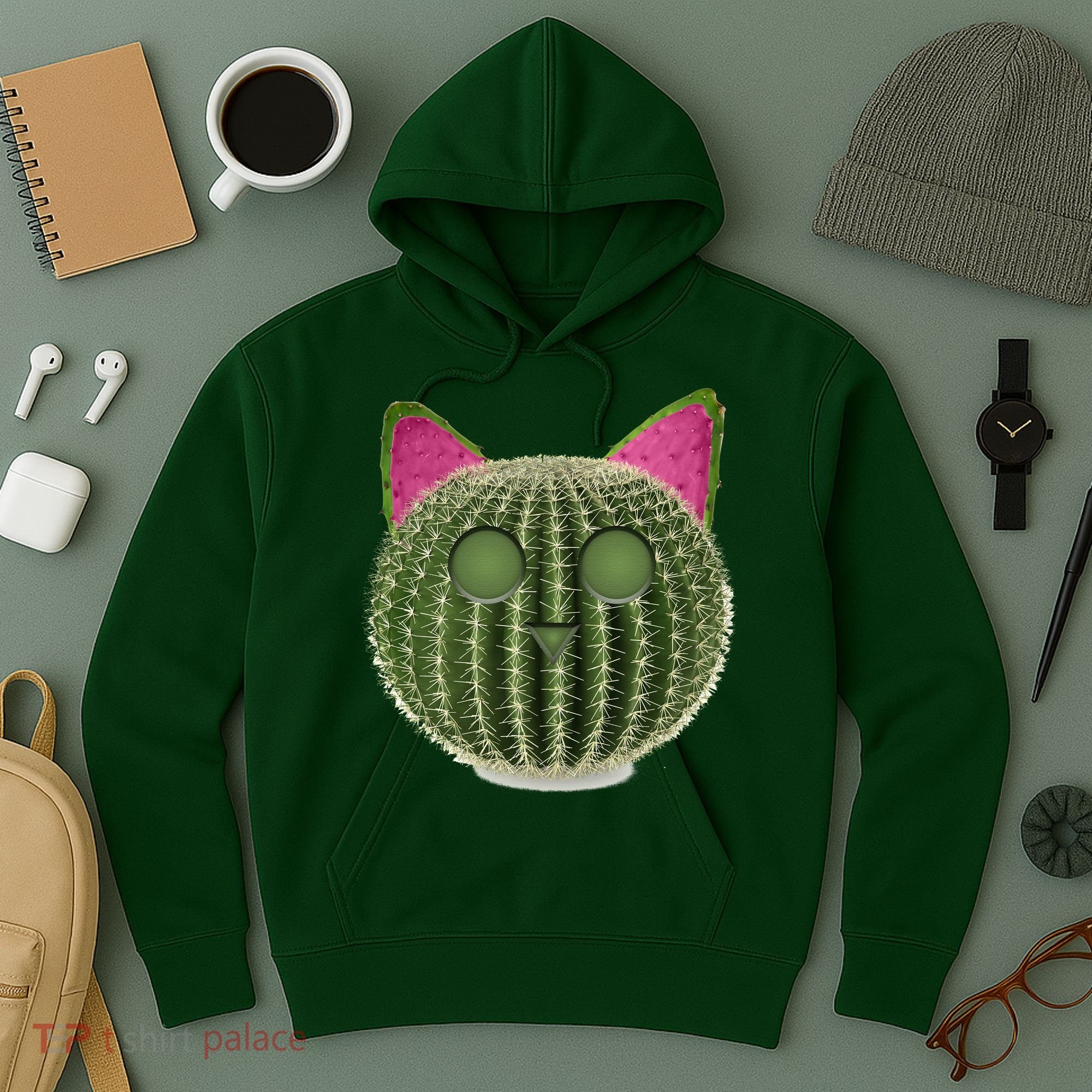 Watermelon Cactus Cat Catcus Hoodie
