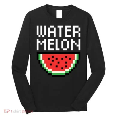 Watermelon Pixelated Retro Long Sleeve Shirt