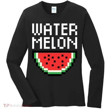 Watermelon Pixelated Retro Women's Long Sleeve Shirt