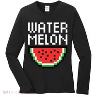 Watermelon Pixelated Retro Women's Long Sleeve Shirt thumb 0
