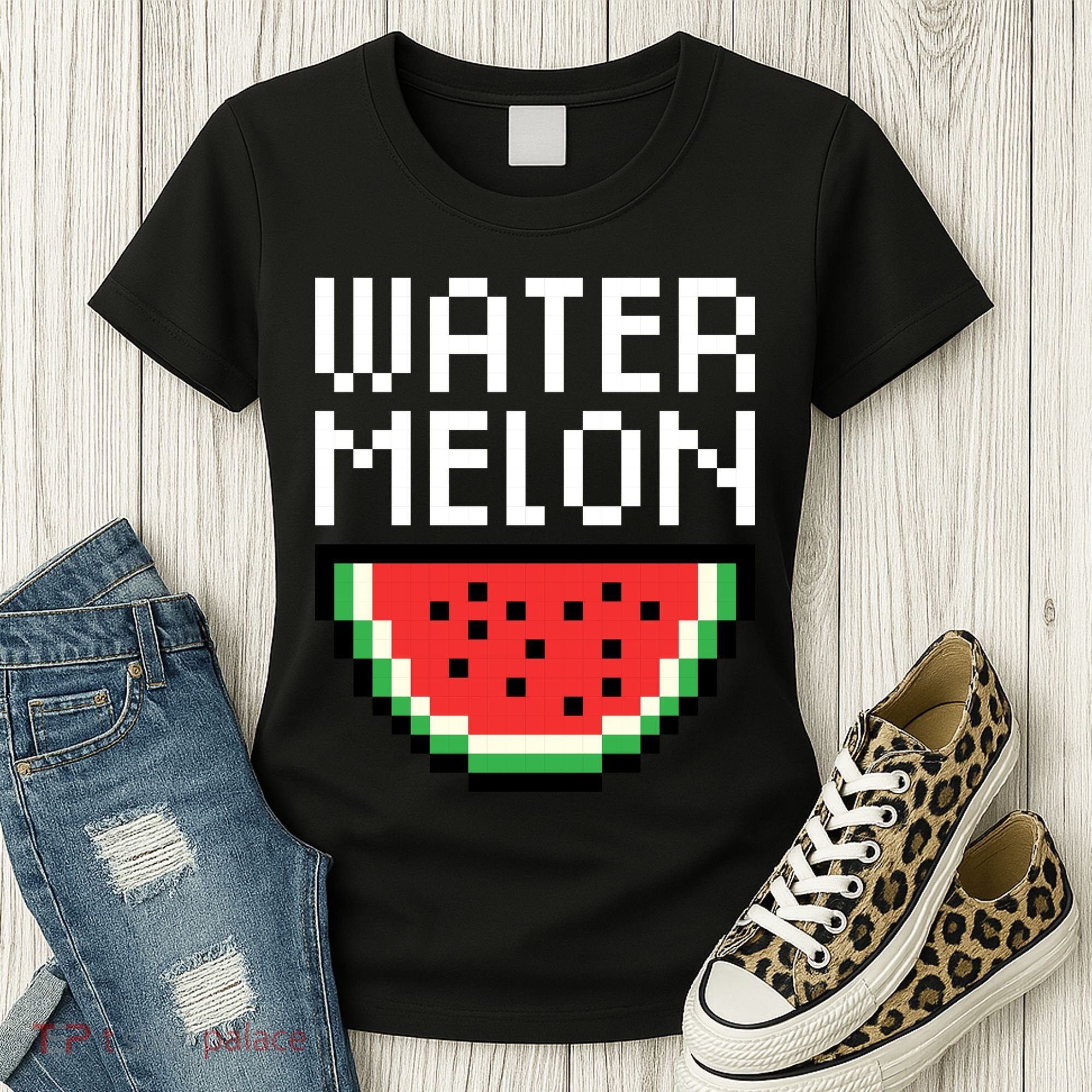 Watermelon Pixelated Retro Women's T-Shirt
