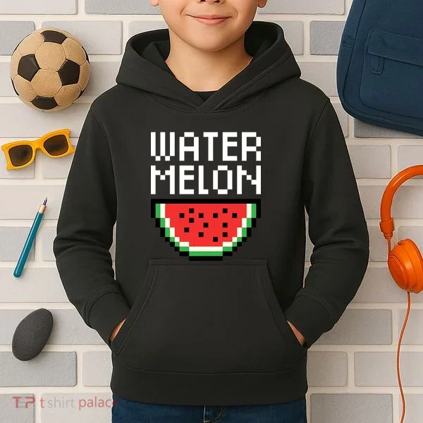 Watermelon Pixelated Retro Kids Hoodie