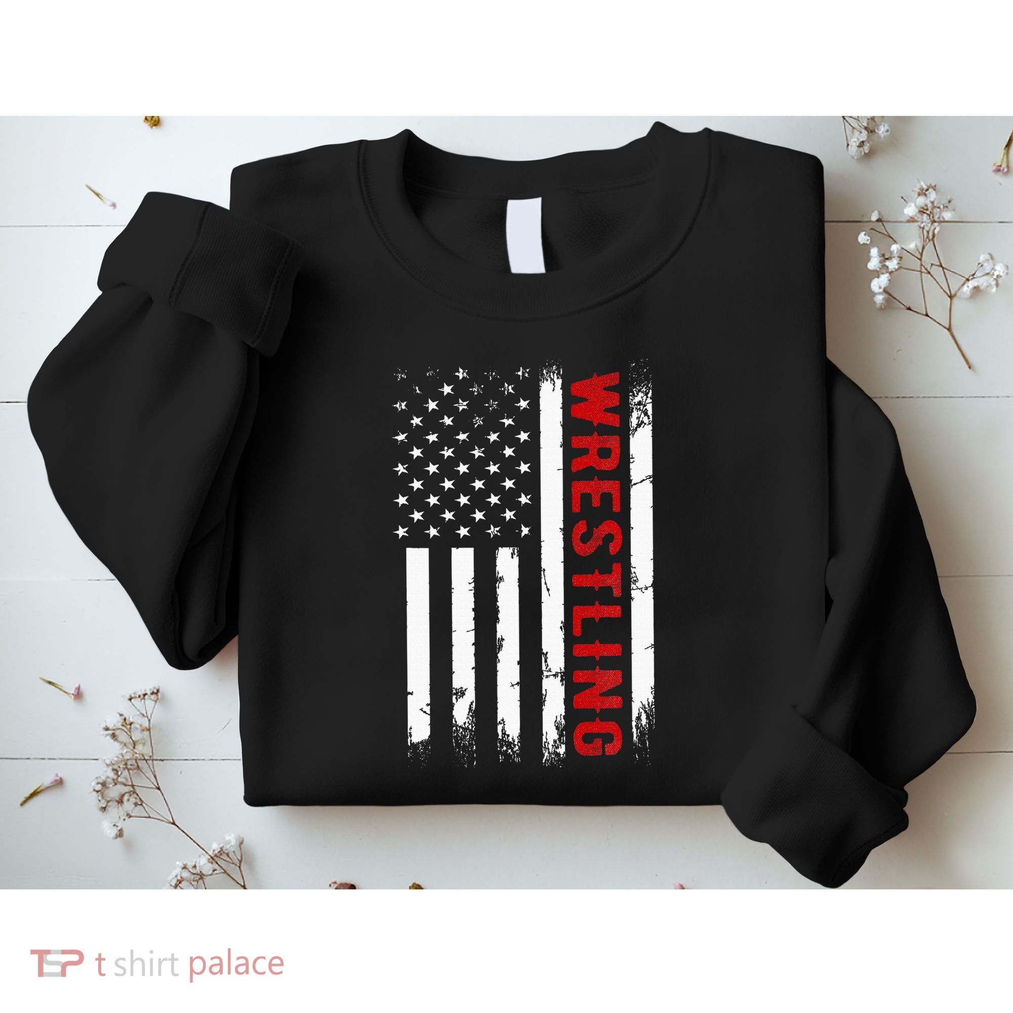 Wrestling American Usa Flag Sweatshirt