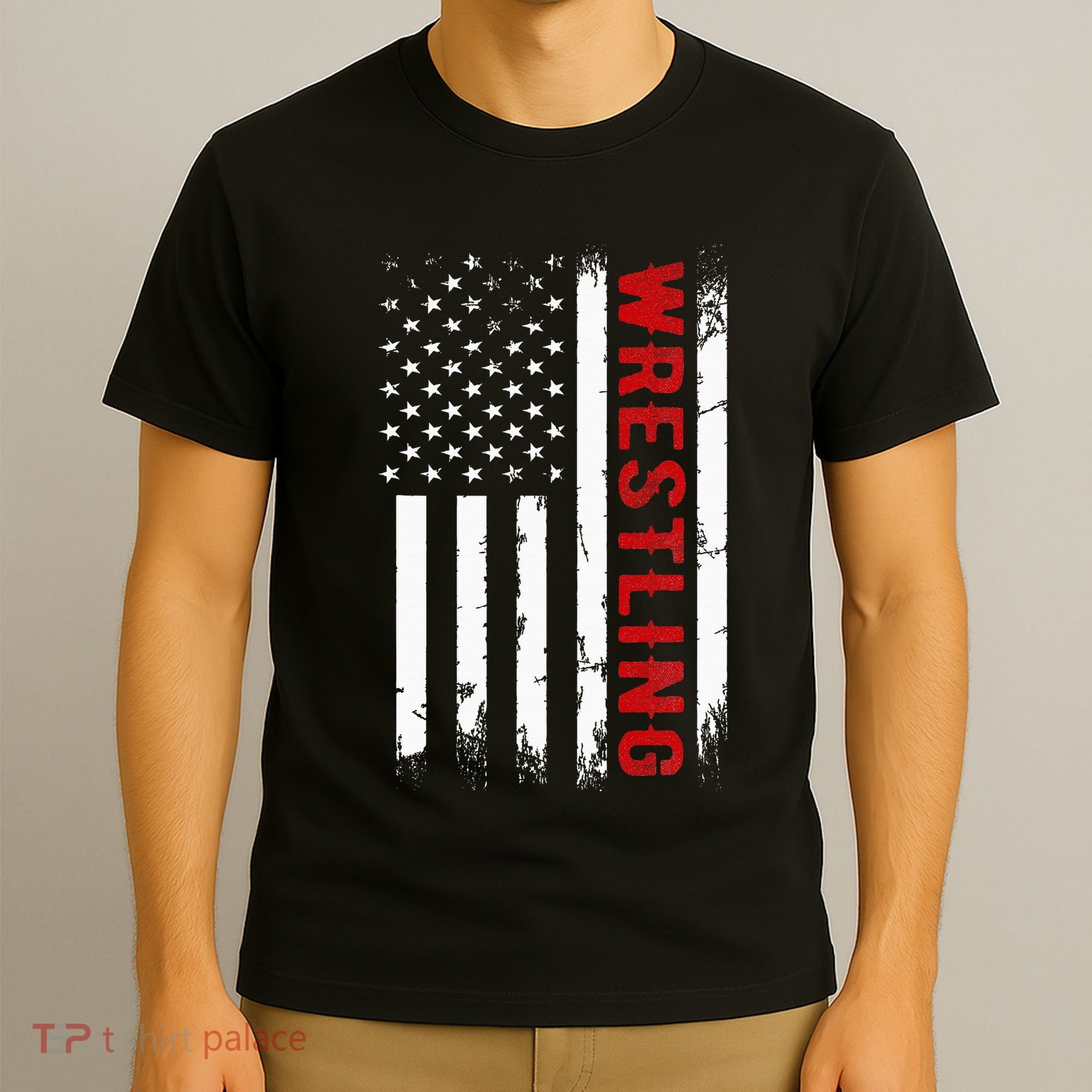 Wrestling American Usa Flag T-Shirt