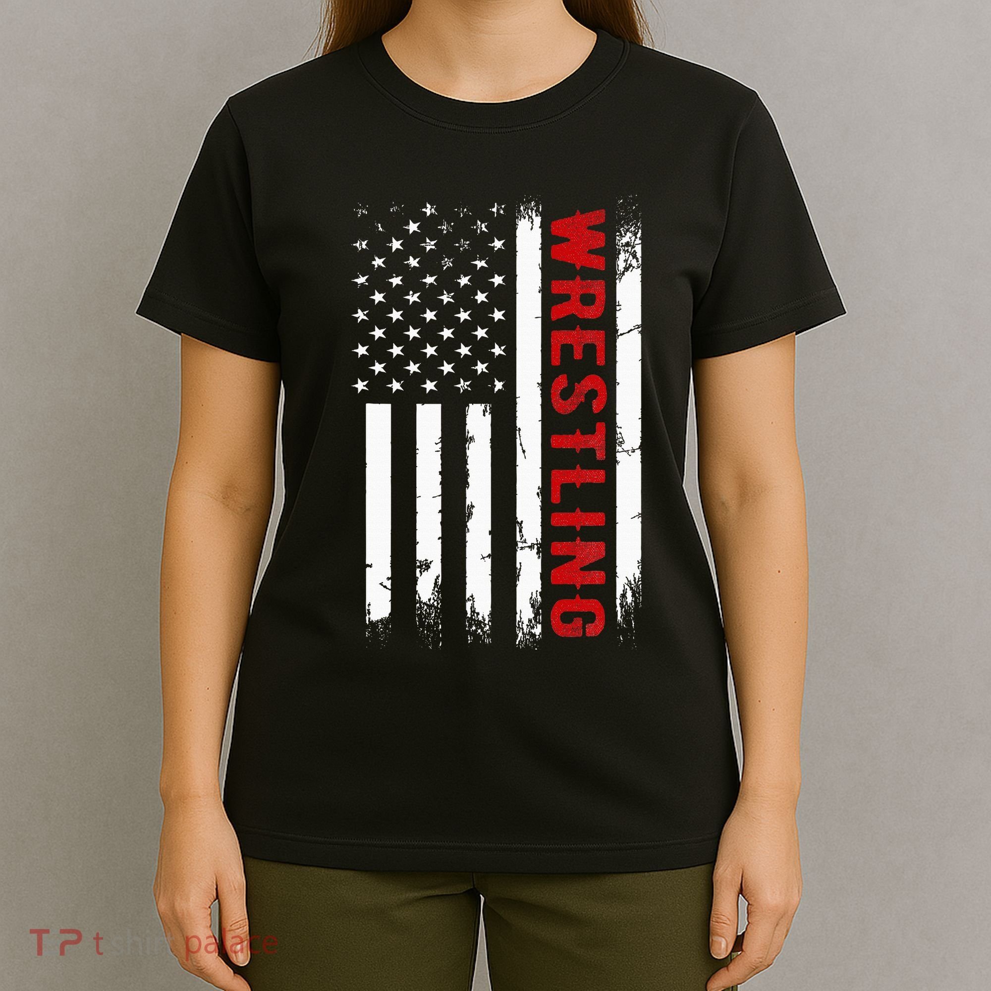 Wrestling American Usa Flag T-Shirt