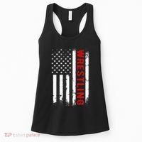 Wrestling American Usa Flag Women's Tank Top thumb 0