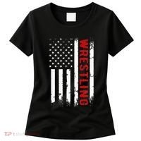 Wrestling American Usa Flag Women's T-Shirt thumb 0
