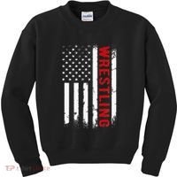 Wrestling American Usa Flag Kids Sweatshirt thumb 0