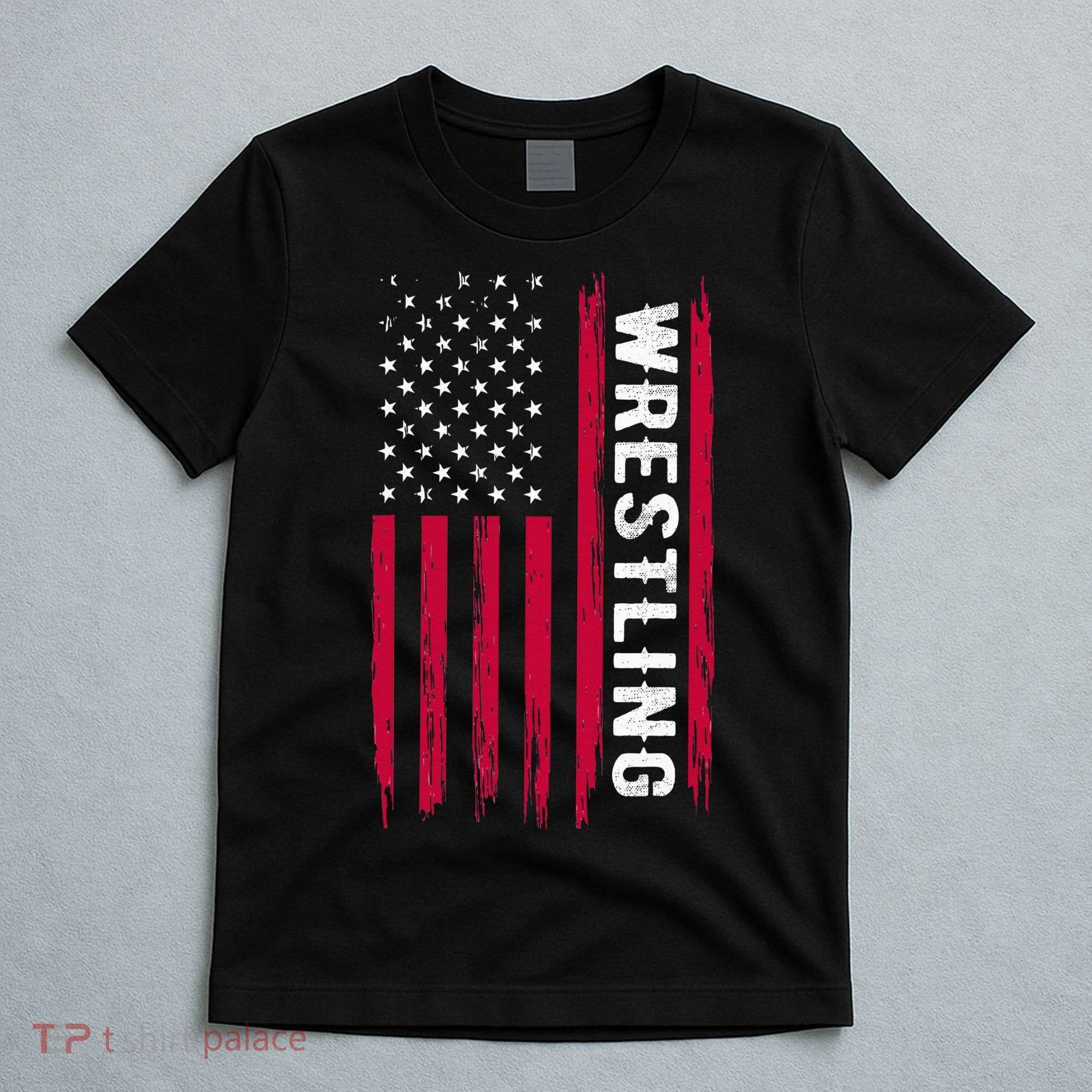 Wrestling American Usa Flag Funny Wrestle Boy Wrestling T-Shirt