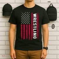 Wrestling American Usa Flag Funny Wrestle Boy Wrestling T-Shirt thumb 6