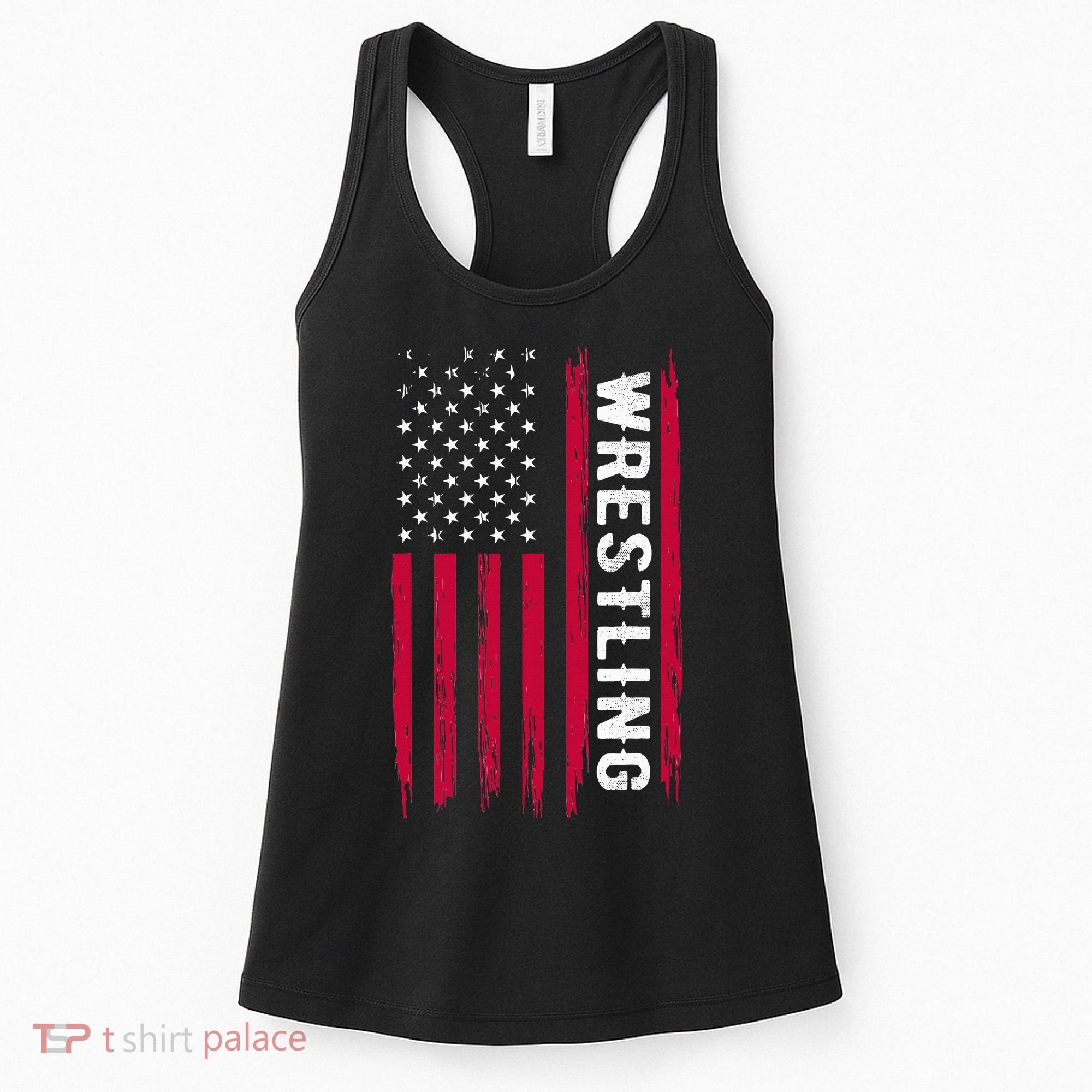 Wrestling American Usa Flag Funny Wrestle Boy Wrestling Women's Tank Top