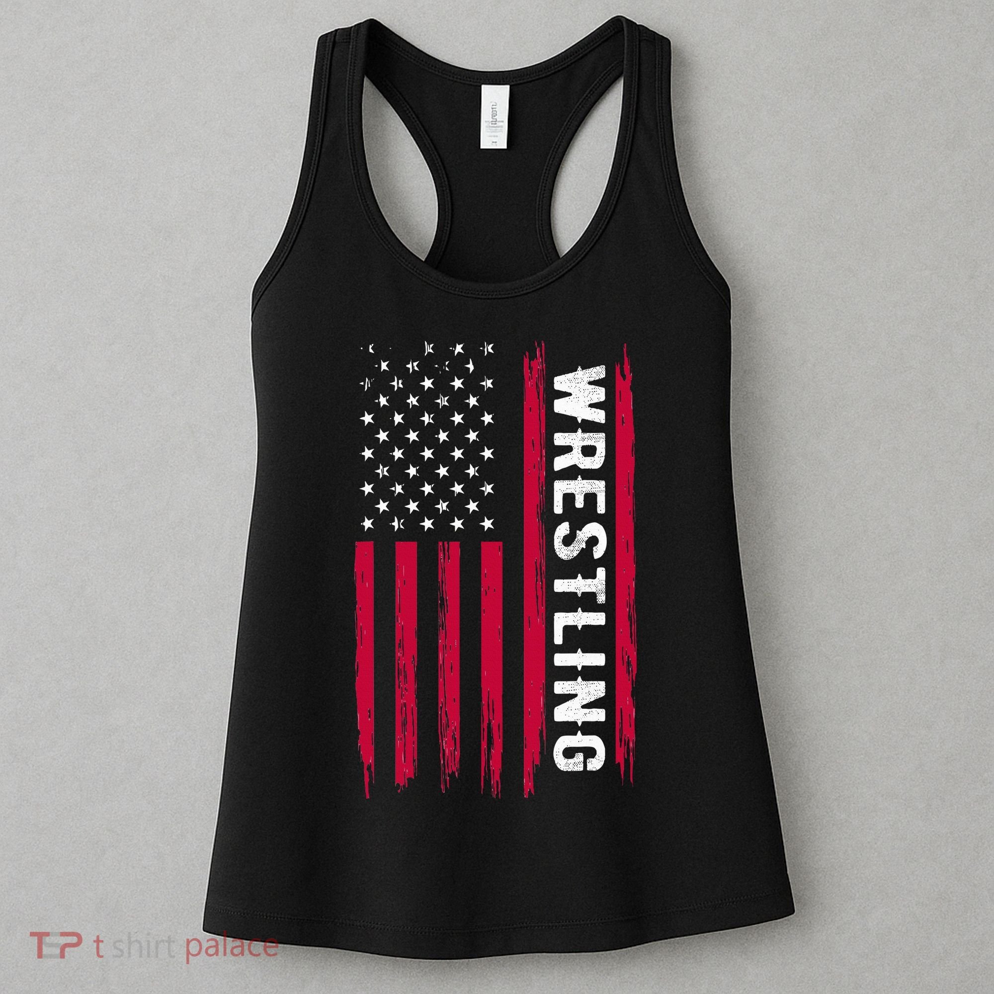 Wrestling American Usa Flag Funny Wrestle Boy Wrestling Women's Tank Top