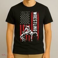 Wrestling American Usa Flag Funny Wrestle Wrestling T-Shirt thumb 3