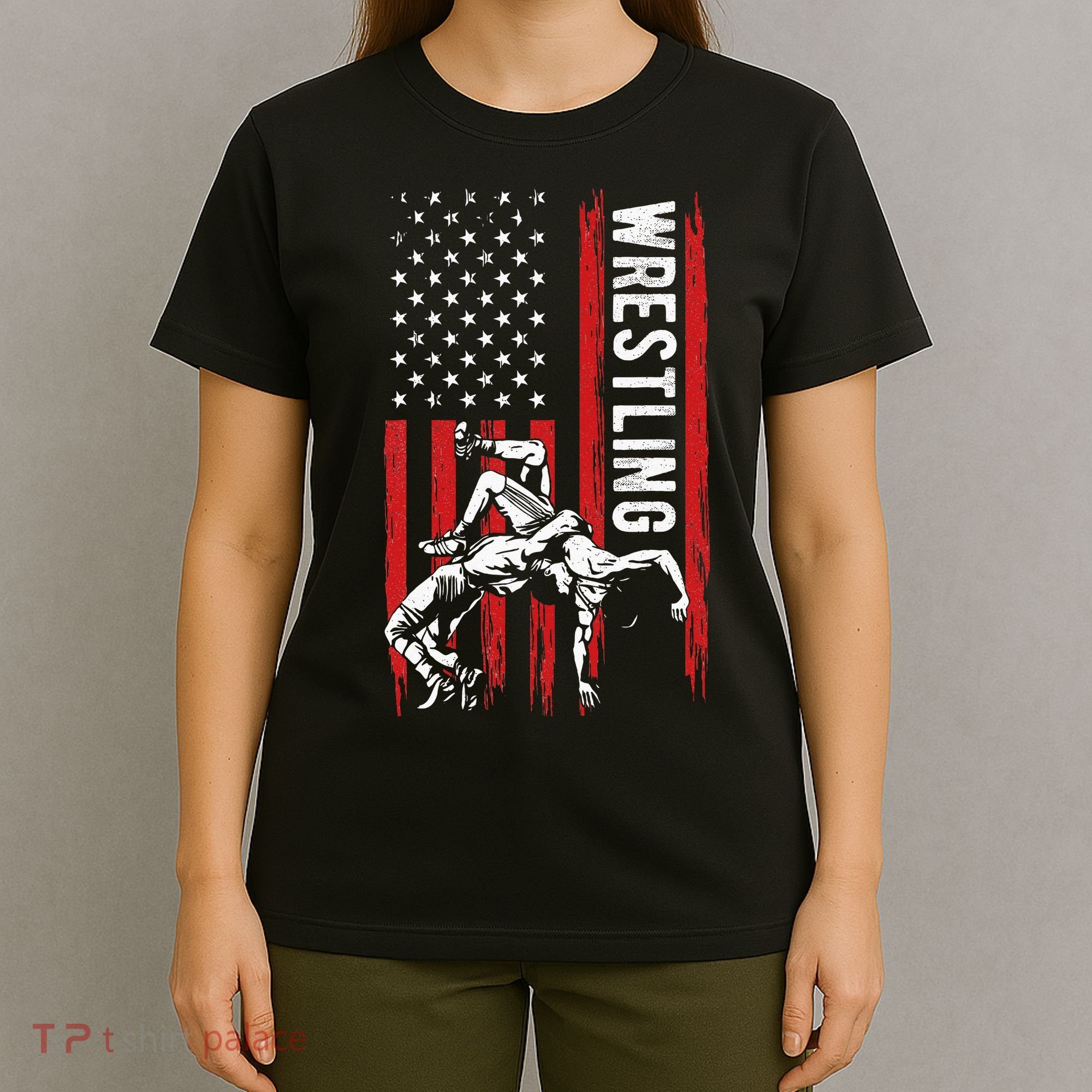 Wrestling American Usa Flag Funny Wrestle Wrestling T-Shirt