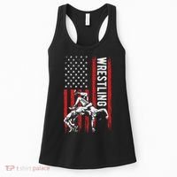 Wrestling American Usa Flag Funny Wrestle Wrestling Women's Tank Top thumb 0