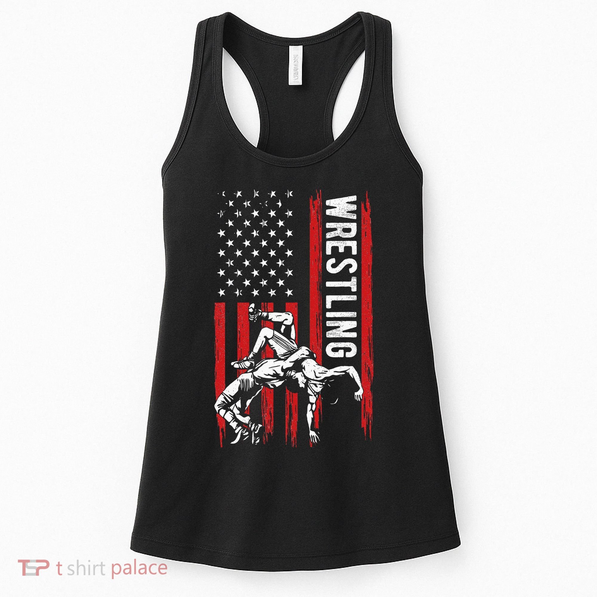 Wrestling American Usa Flag Funny Wrestle Wrestling Women's Tank Top
