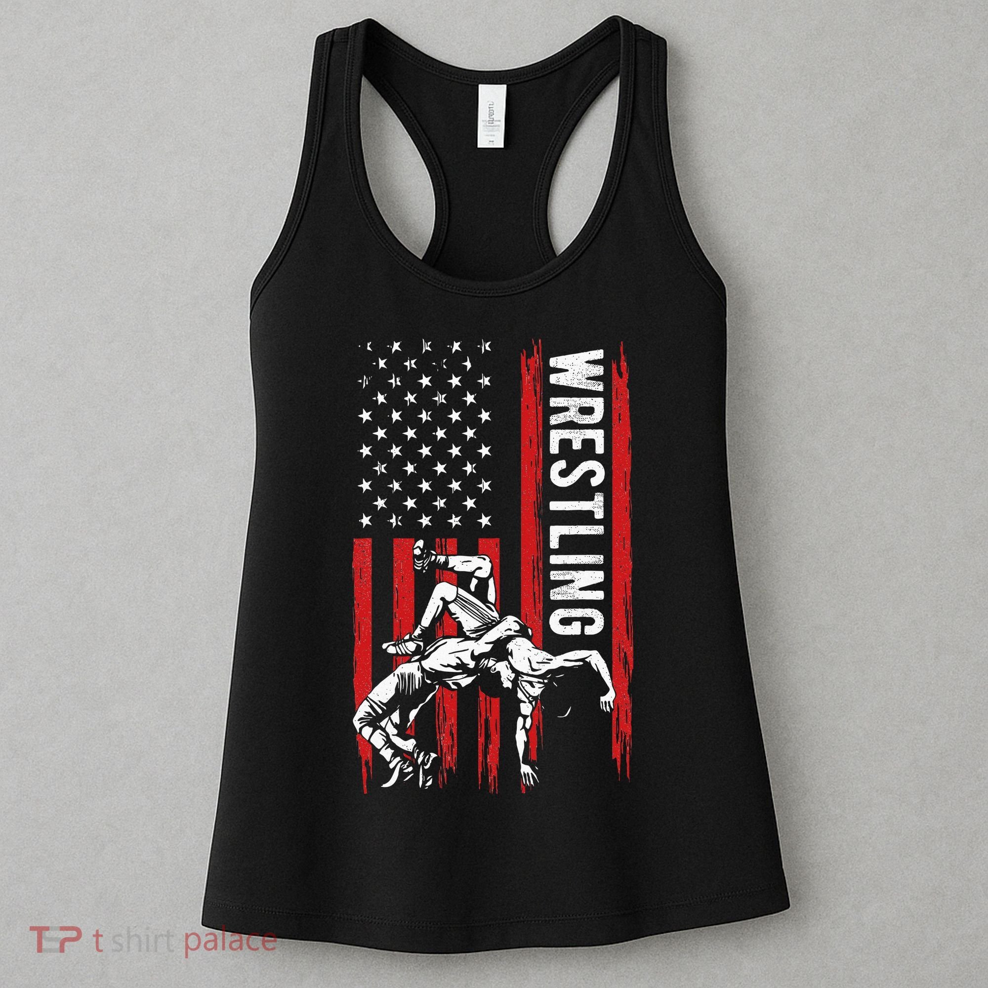 Wrestling American Usa Flag Funny Wrestle Wrestling Women's Tank Top