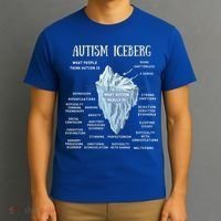 Wo Accept Understand Love Autism Awareness Autism Iceberg V-Neck T-Shirt thumb 3