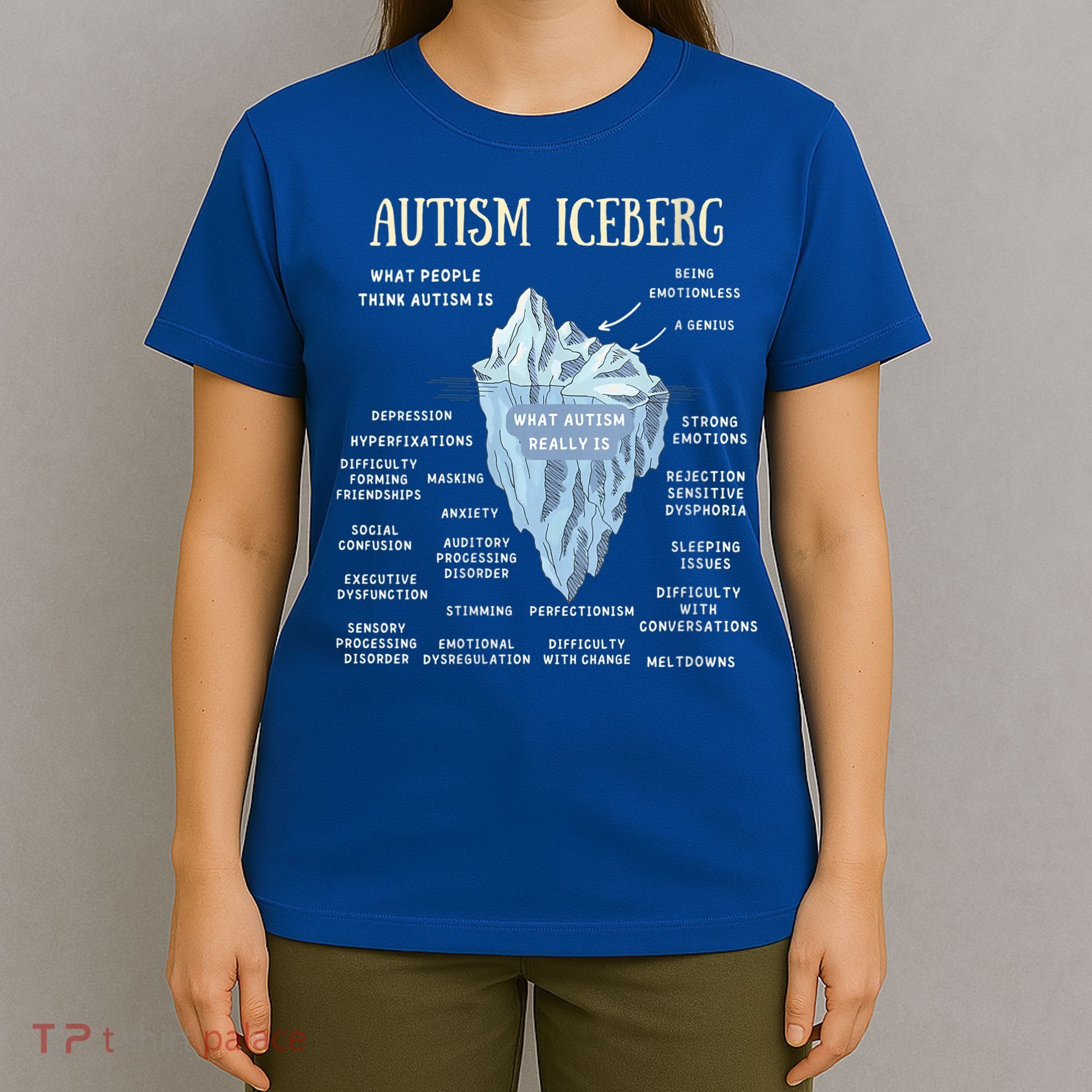 Wo Accept Understand Love Autism Awareness Autism Iceberg V-Neck T-Shirt