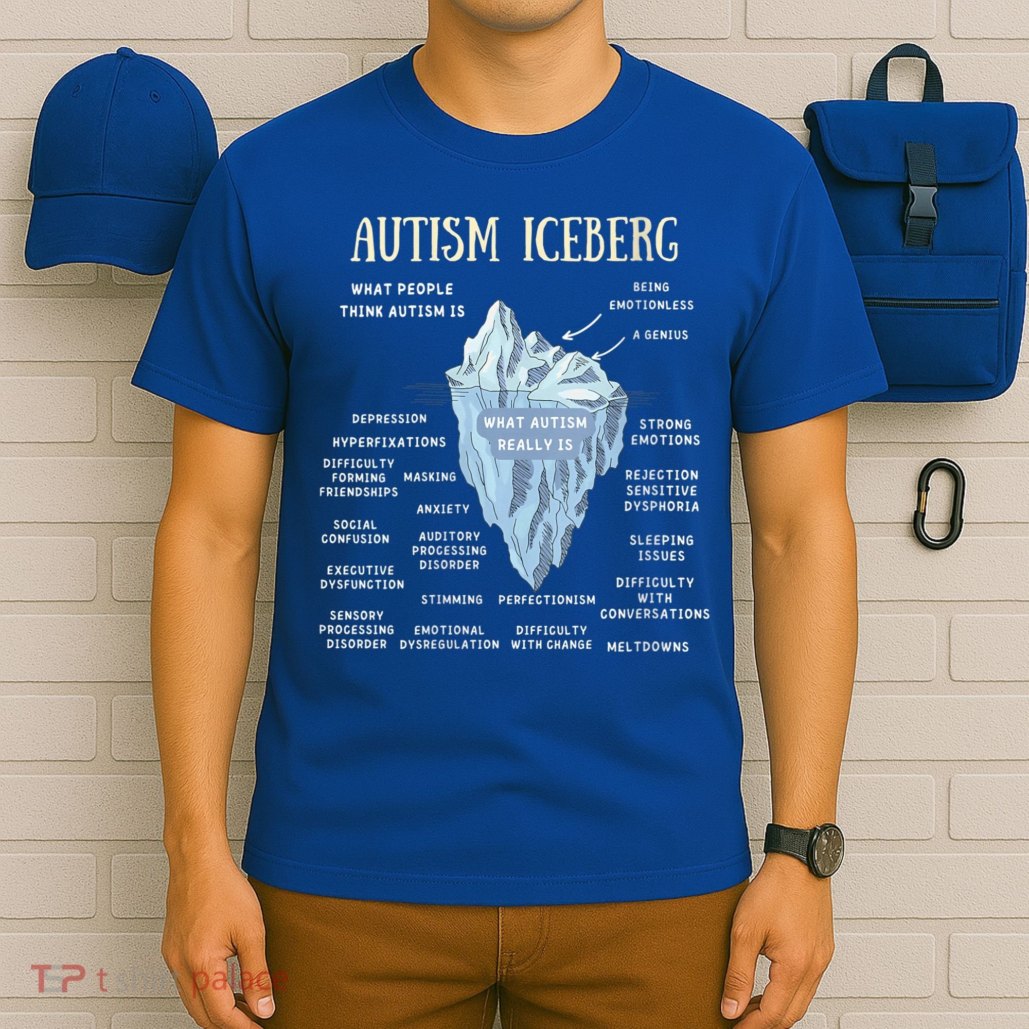 Wo Accept Understand Love Autism Awareness Autism Iceberg V-Neck T-Shirt