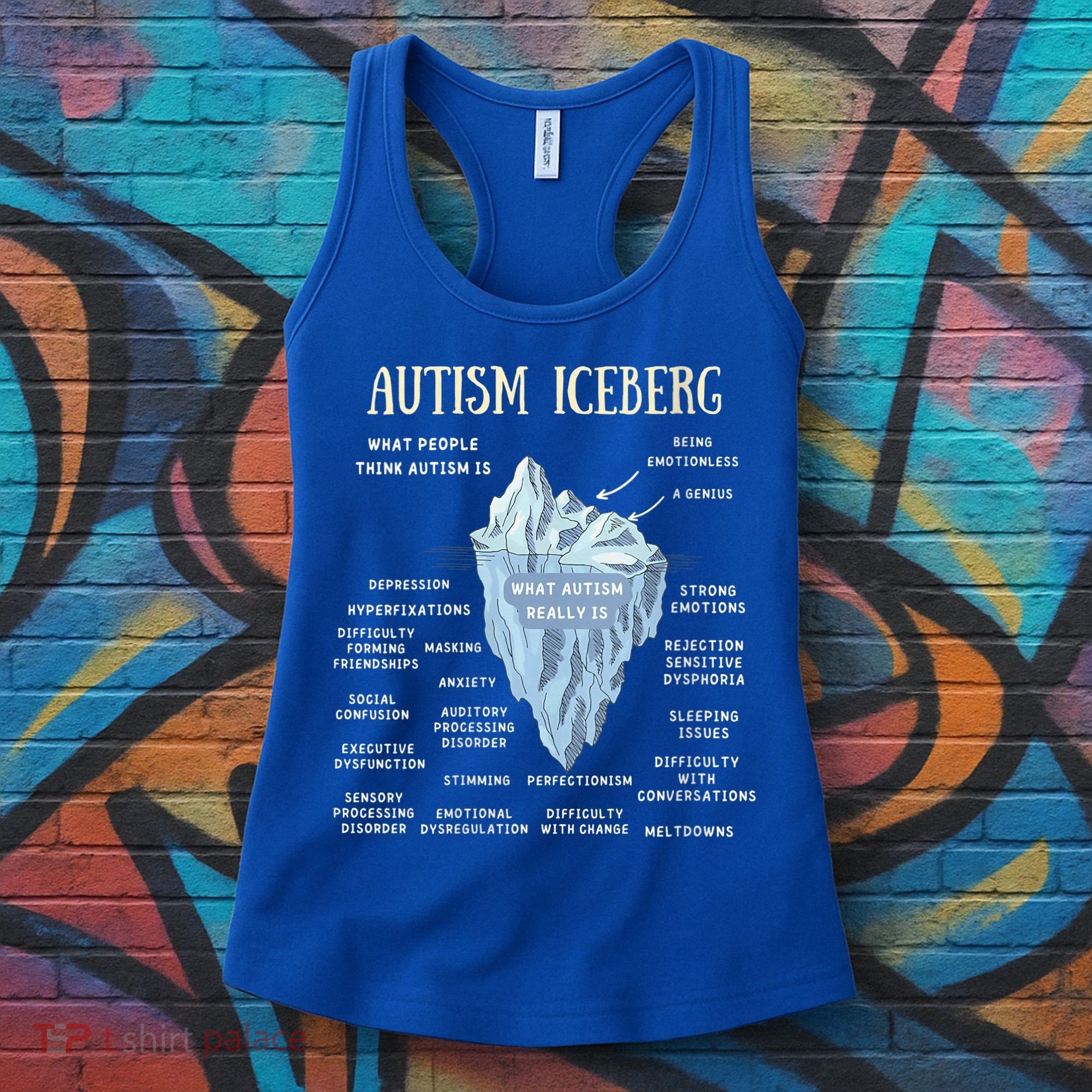 Wo Accept Understand Love Autism Awareness Autism Iceberg V-Neck Women's Tank Top