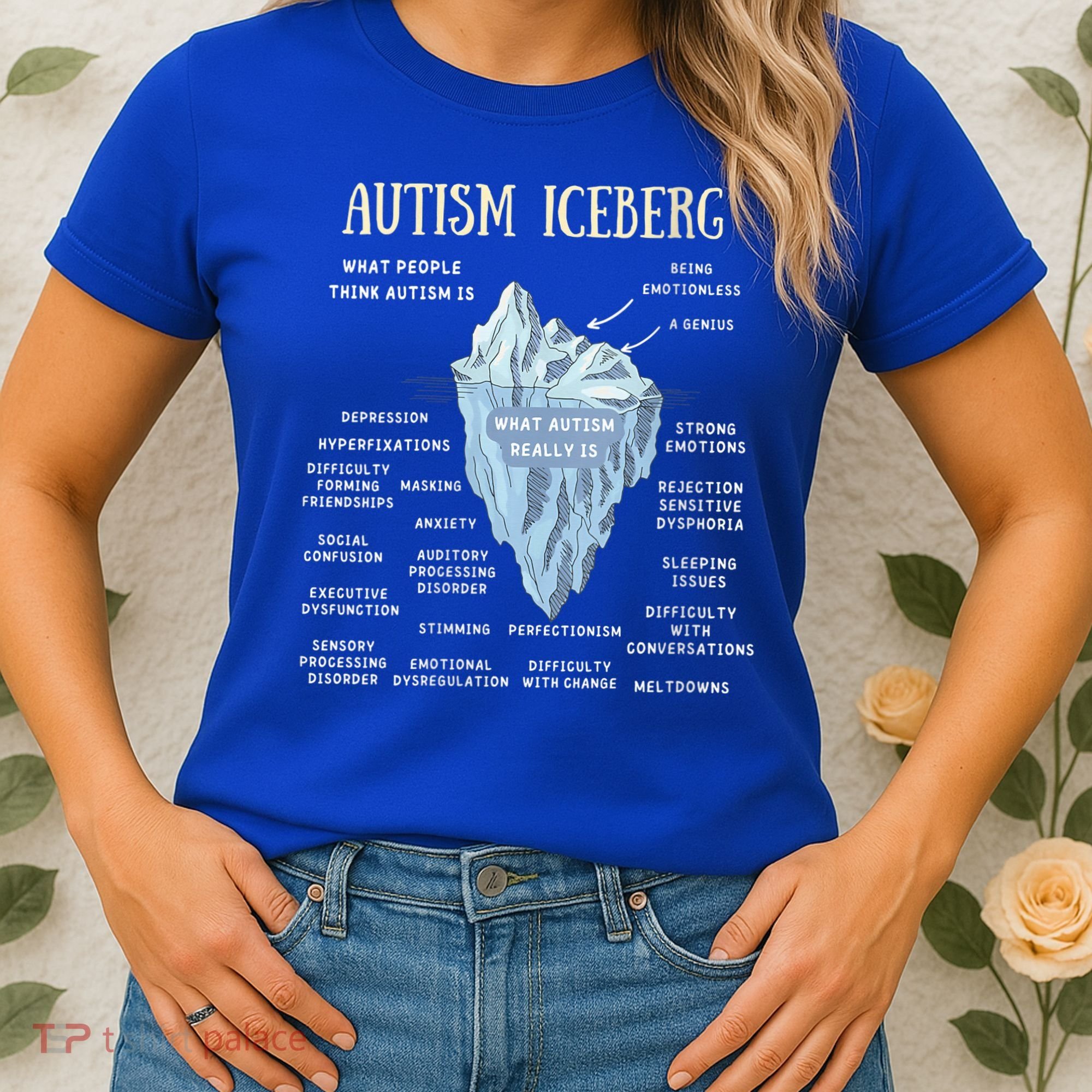 Wo Accept Understand Love Autism Awareness Autism Iceberg V-Neck Women's T-Shirt