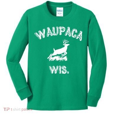 Waupaca Wis. Dustin Deer Kids Long Sleeve Shirt
