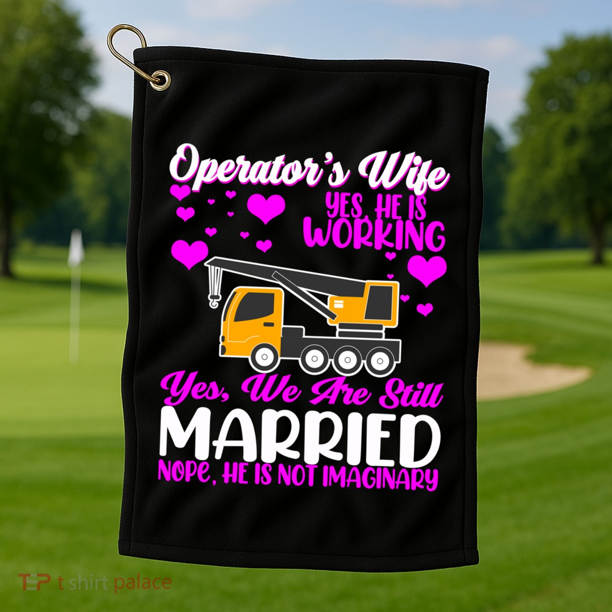Wedding Anniversary Valentine's Day Mobile Crane Operator Gift Golf Towel