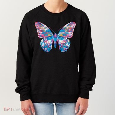 Wavy Colorful Butterfly Illustration  Women's Sweatshirt