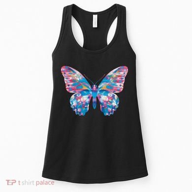 Wavy Colorful Butterfly Illustration  Women's Tank Top