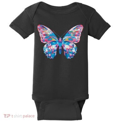 Wavy Colorful Butterfly Illustration  Baby Bodysuit