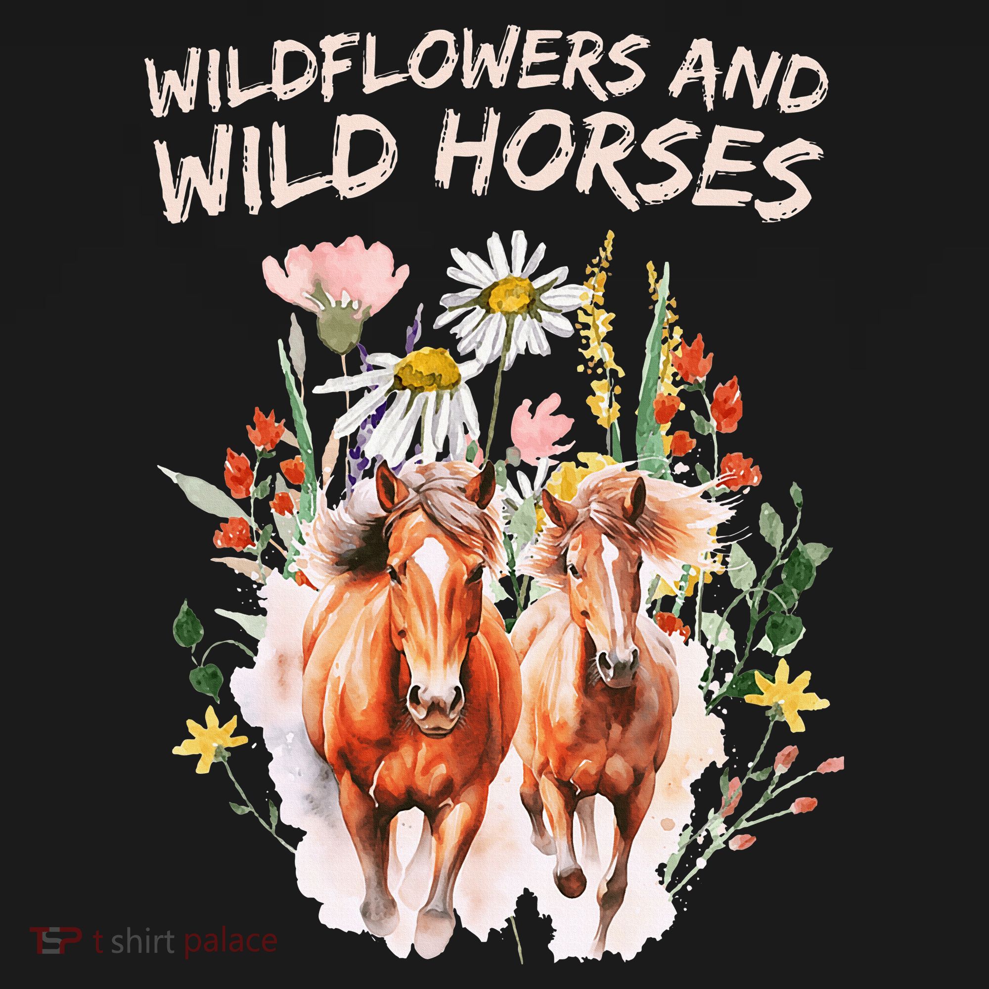 Wildflowers and Wild Horses Nature Beauty Country Outdoors Long Sleeve Shirt